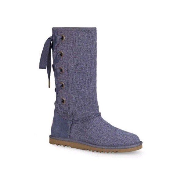 UGG Heirloom Lace Up Boots Purple Periwinkle Women's Sz 7 Boho Winter 1000693 - Picture 1 of 11